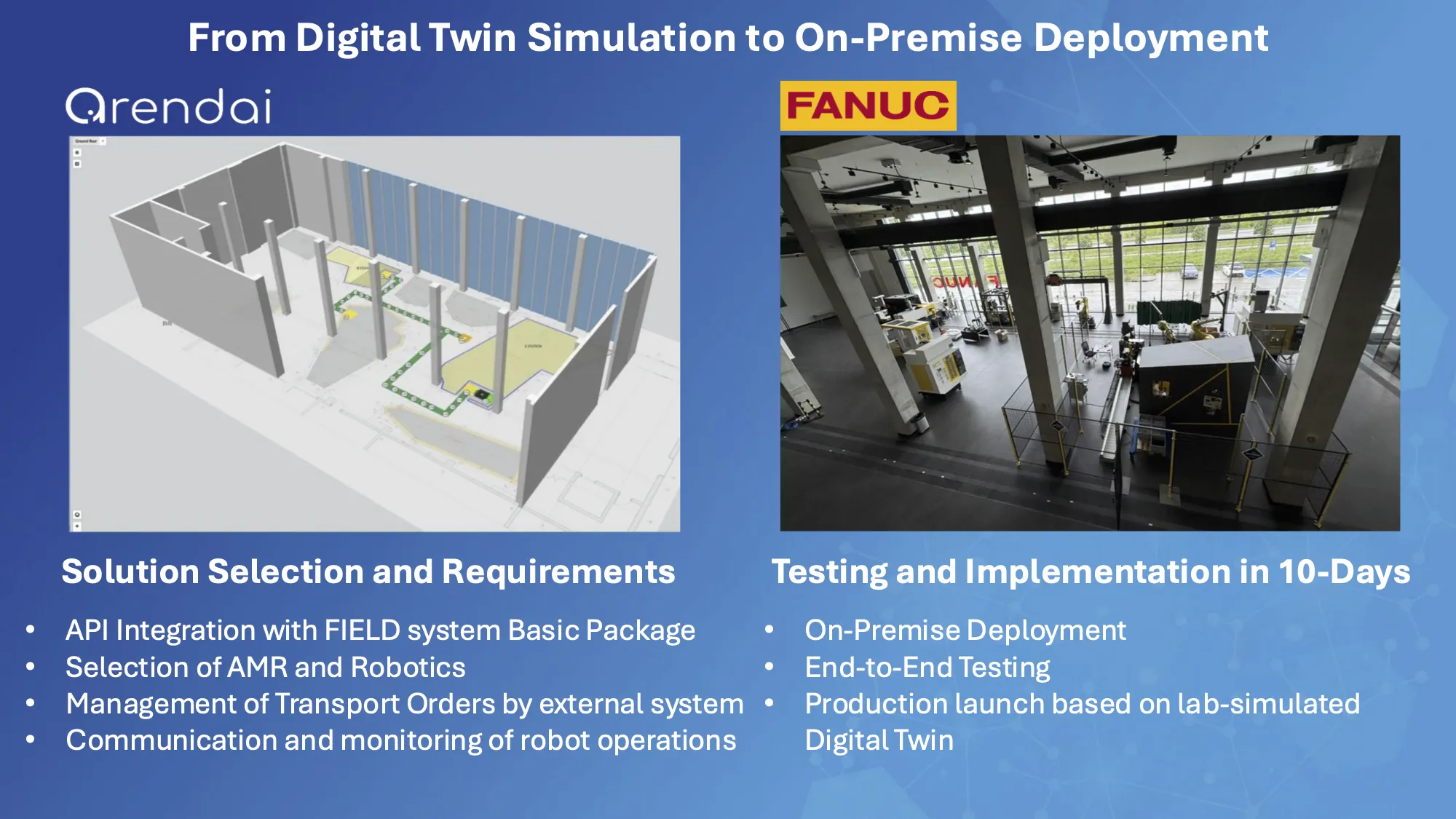 Industrial Warehouse with FANUC Robot Arm and Harmony Digital Twin Integration